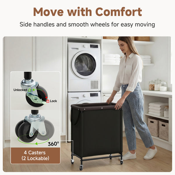 Rolling Laundry Sorter Cart with Removable and Washable Liner Bag