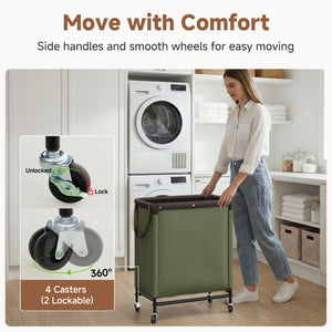Rolling Laundry Sorter Cart with Removable and Washable Liner Bag