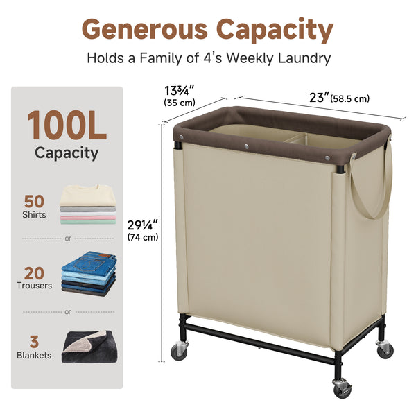 Rolling Laundry Sorter Cart with Removable and Washable Liner Bag