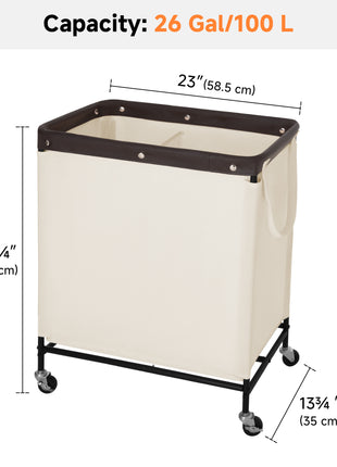 Laundry Hamper with Wheels, Metal Frame Laundry Hamper