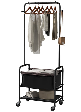 Laundry Cart with Hanging Rack