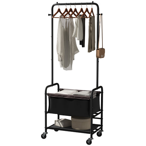 Laundry Cart with Hanging Rack