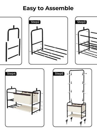 Laundry Cart with Hanging Rack