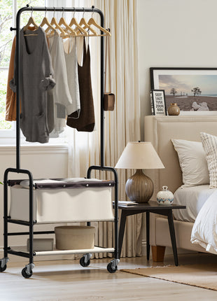 Laundry Cart with Hanging Rack