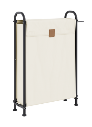 StorageWorks Slim Laundry Hamper With Flip Lid, Narrow Laundry Basket with Hooks, Black