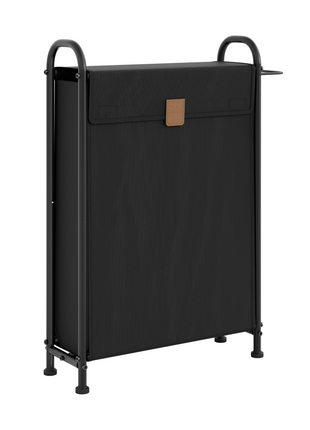 StorageWorks Slim Laundry Hamper With Flip Lid, Narrow Laundry Basket with Hooks, Black