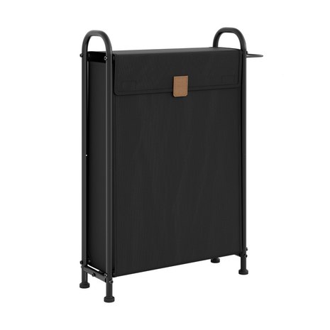 StorageWorks Slim Laundry Hamper With Flip Lid, Narrow Laundry Basket with Hooks, Black