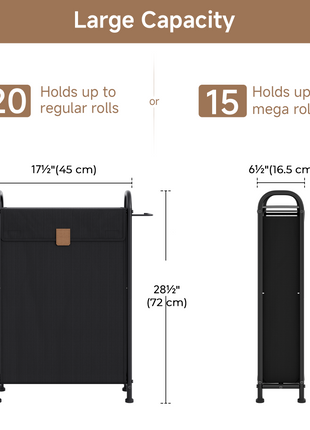 StorageWorks Slim Laundry Hamper With Flip Lid, Narrow Laundry Basket with Hooks, Black