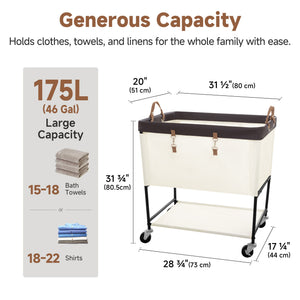 Two-Tier Rolling Laundry Cart with Shelf