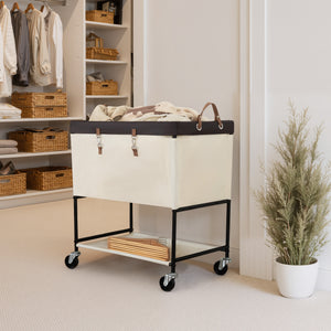 Two-Tier Rolling Laundry Cart with Shelf
