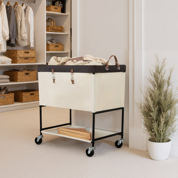 Two-Tier Rolling Laundry Cart with Shelf