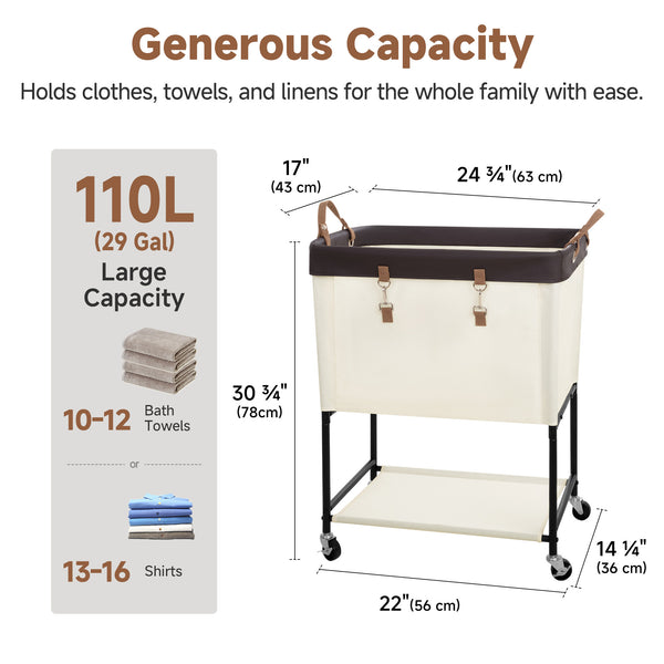 Two-Tier Rolling Laundry Cart with Shelf