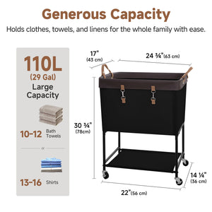 Two-Tier Rolling Laundry Cart with Shelf