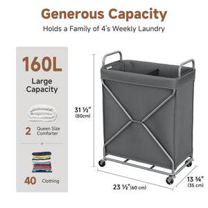X-Frame Rolling Laundry Hamper, 120L and 160L