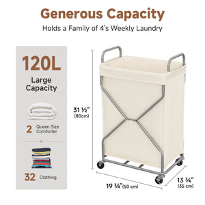 X-Frame Rolling Laundry Hamper, 120L and 160L