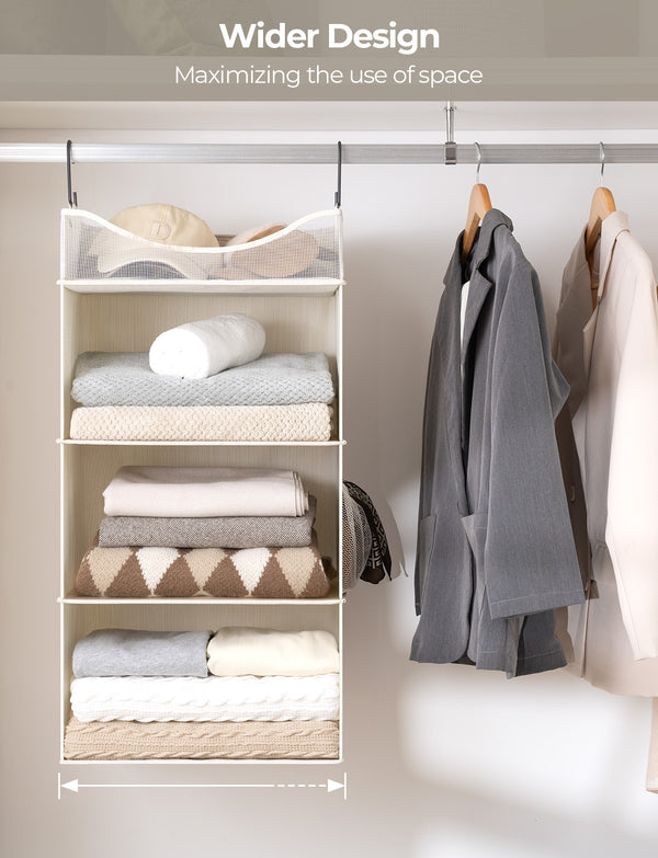 Hanging Closet Organizer, 3-Shelf Shelves with Top Shelf