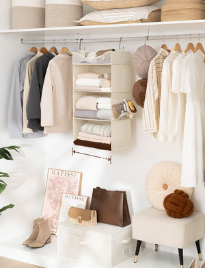 Hanging Closet Organizer, 3-Shelf Shelves with Top Shelf