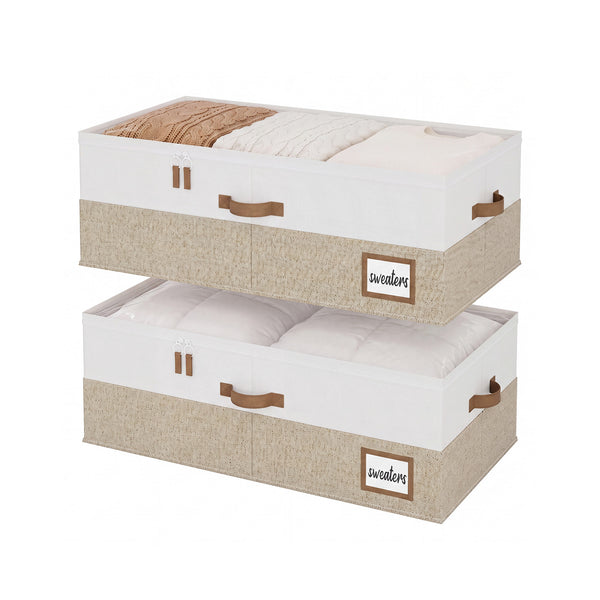 Two-Tone Under Bed Storage Containers with Lid, Set of 2