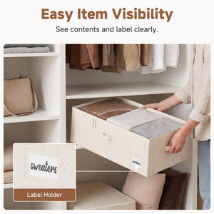 Rustic Linen Underbed Storage Containers with Lid, 10"