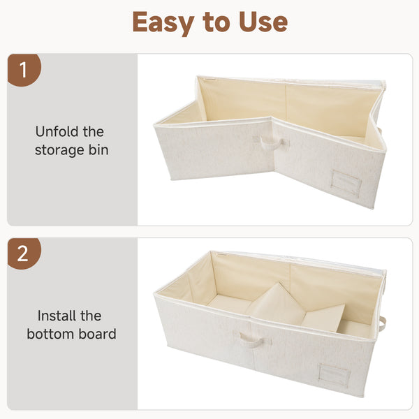 Rustic Linen Underbed Storage Containers with Lid, 10"