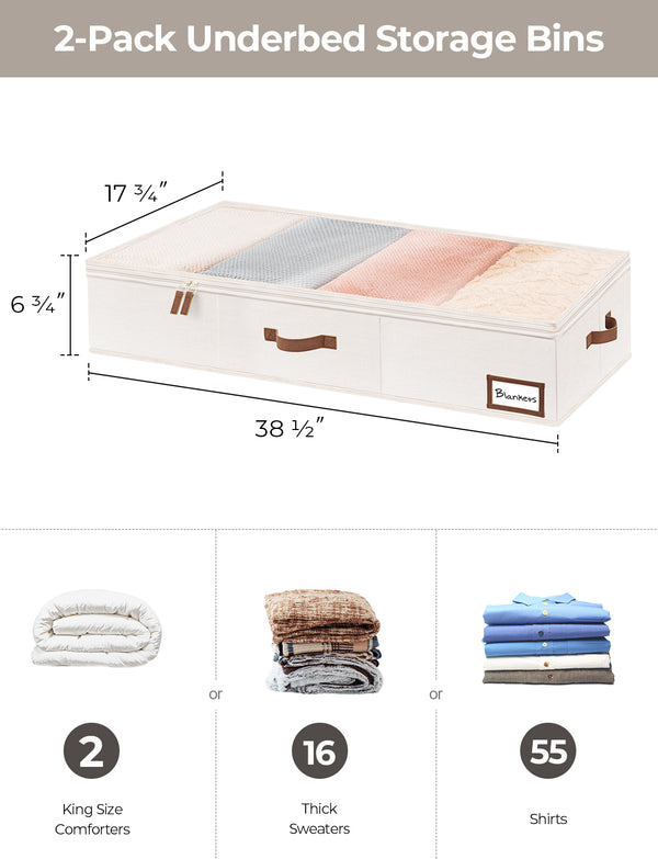 Under Bed Storage Containers with Lid, Solid Color, 2 Pack