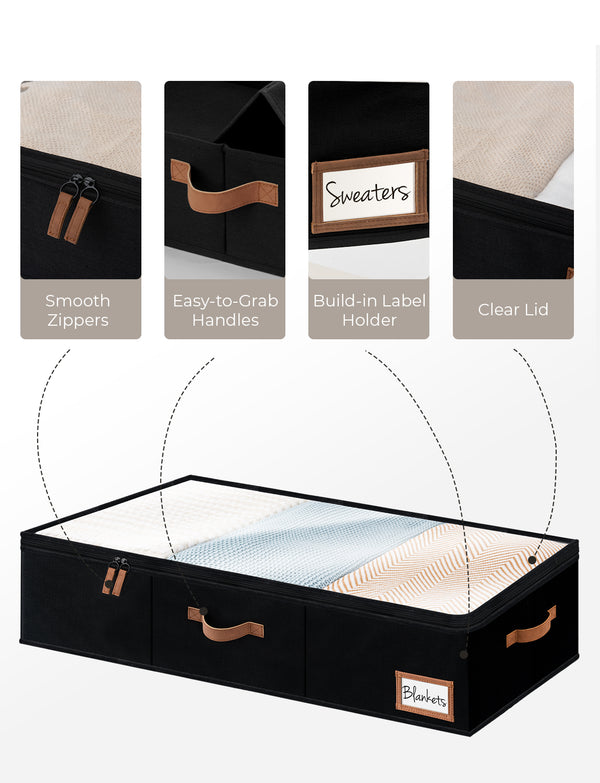 Under Bed Storage Containers with Lid, Solid Color, 2 Pack