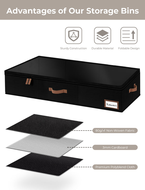 Under Bed Storage Containers with Lid, Solid Color, 2 Pack