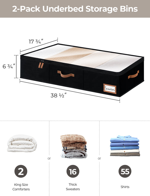 Under Bed Storage Containers with Lid, Solid Color, 2 Pack