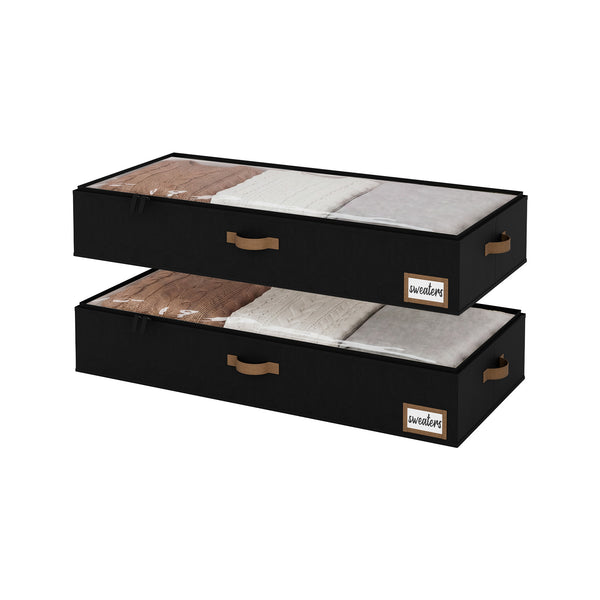 Fabric Under Bed Storage Bins with Lid, 2 Pack