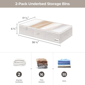 Fabric Under Bed Storage Bins with Lid, 2 Pack