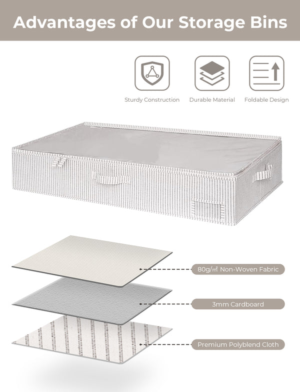 Under Bed Storage Containers with Lid, Solid Color, 2 Pack