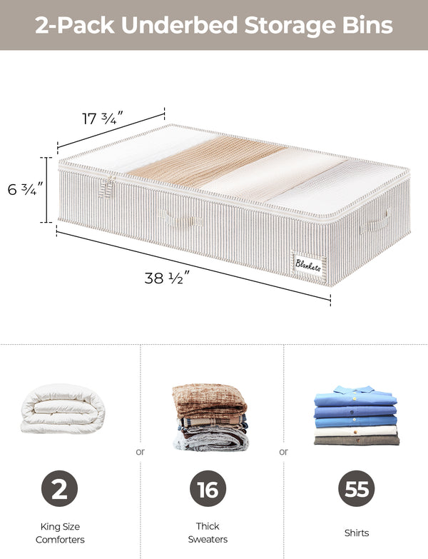 Under Bed Storage Containers with Lid, Solid Color, 2 Pack
