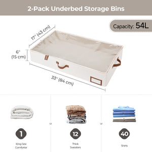 Fabric Under Bed Storage Bins with Lid, 2 Pack