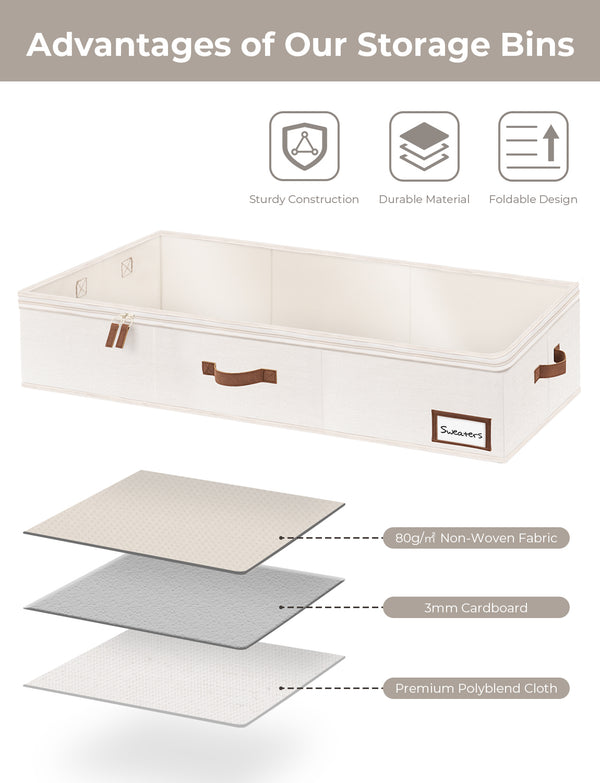 Under Bed Storage Containers with Lid, Solid Color, 2 Pack