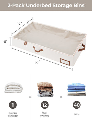 Under Bed Storage Containers with Lid, Solid Color, 2 Pack