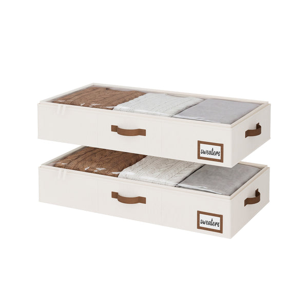 Fabric Under Bed Storage Bins with Lid, 2 Pack