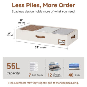 Fabric Under Bed Storage Bins with Lid, 2 Pack