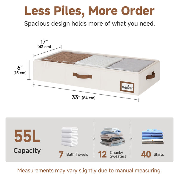 Fabric Under Bed Storage Bins with Lid, 2 Pack