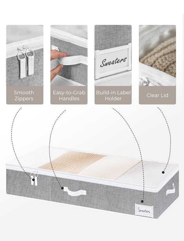 Under Bed Storage Containers with Lid, Solid Color, 2 Pack