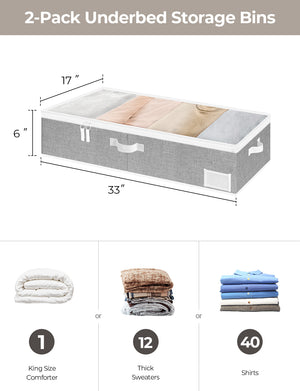 Under Bed Storage Containers with Lid, Solid Color, 2 Pack