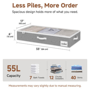 Fabric Under Bed Storage Bins with Lid, 2 Pack