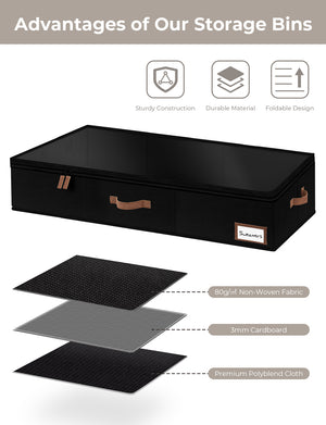 Under Bed Storage Containers with Lid, Solid Color, 2 Pack