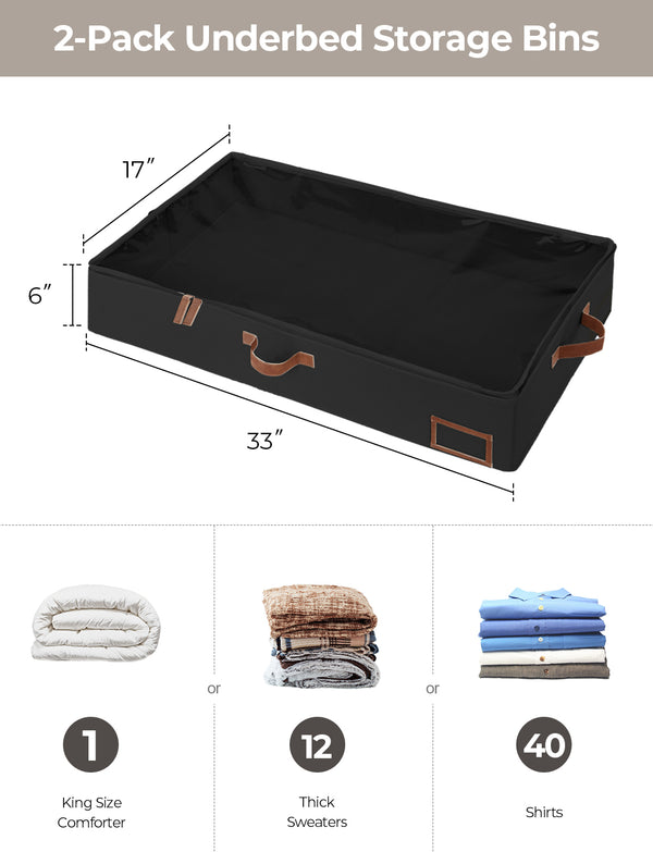Under Bed Storage Containers with Lid, Solid Color, 2 Pack