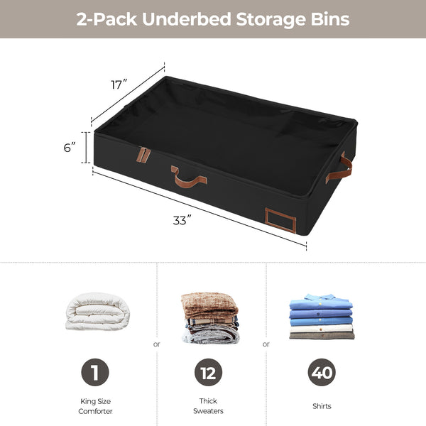 Fabric Under Bed Storage Bins with Lid, 2 Pack
