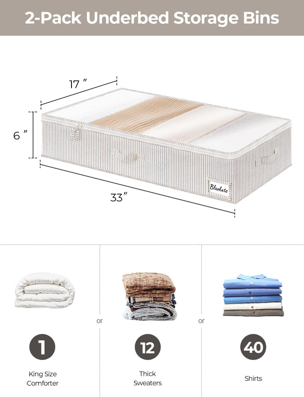 Under Bed Storage Containers with Lid, Solid Color, 2 Pack