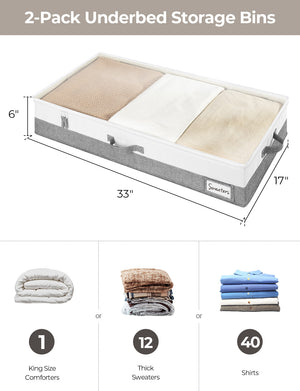 Under Bed Storage Containers with Lid, Two-Tone Design, 2 Pack