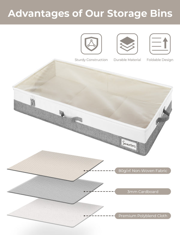 Under Bed Storage Containers with Lid, Two-Tone Design, 2 Pack