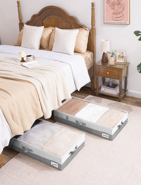 Under Bed Storage Containers with Lid, Two-Tone Design, 2 Pack