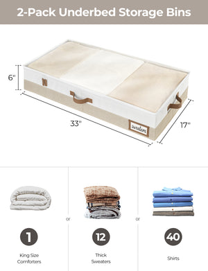 Under Bed Storage Containers with Lid, Two-Tone Design, 2 Pack
