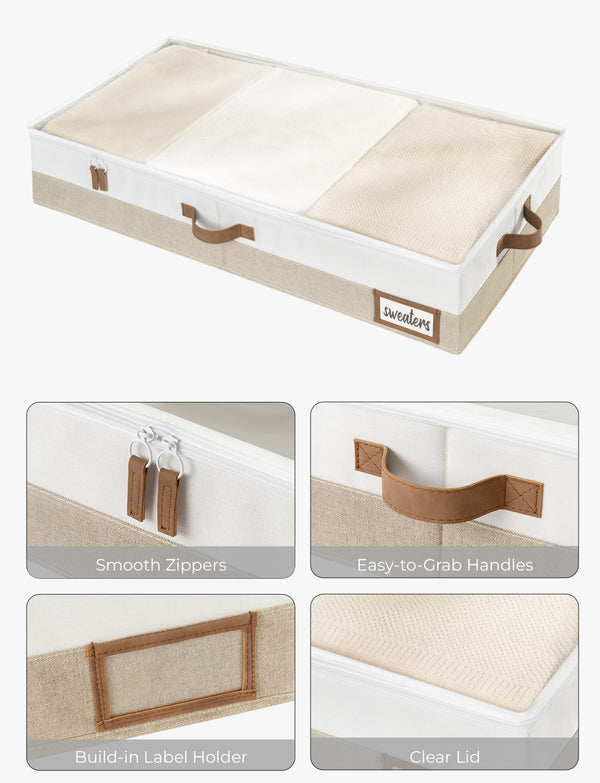 Under Bed Storage Containers with Lid, Two-Tone Design, 2 Pack